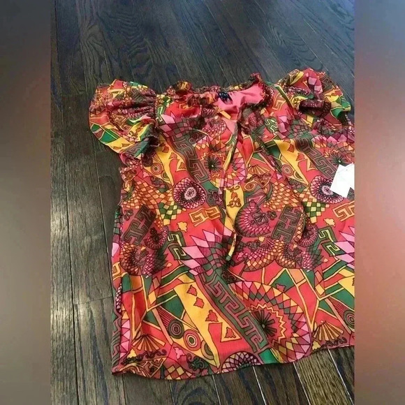 1.State Women’s L Tie Neck Short Flutter Sleeve Blouse in Raspberry Rose - NWT!! - Picture 2 of 12